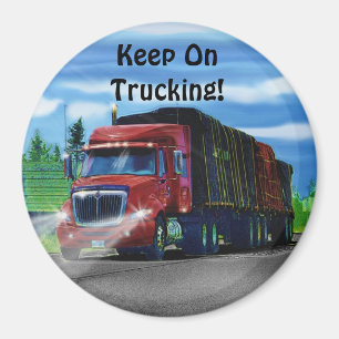 Red Cargo Truck Driver Gift Magnet