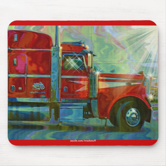 Red Cargo Truck Transport Truck Drivers Mousepad (Front)
