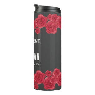 Red Carnation Border Water Bottle Tumbler