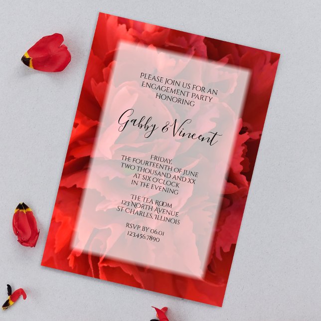 Red Carnation Floral Engagement Party Invitation (Creator Uploaded)