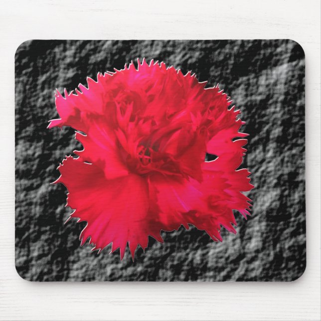 Red Carnation Floral Fantasy Mousepad (Front)