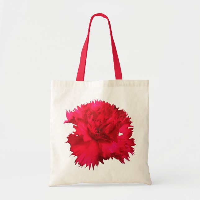 Red Carnation Floral Fantasy Tote Bag (Front)