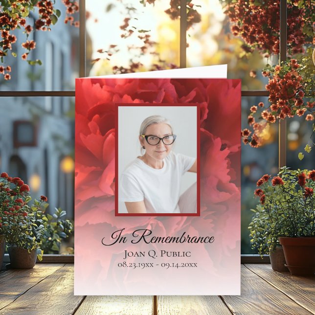 Red Carnation Floral Funeral Sympathy Thank You Card (Creator Uploaded)