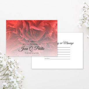 Red Carnation Floral Share a Memory Funeral  Card