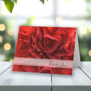 Red Carnation Floral Thank You Card