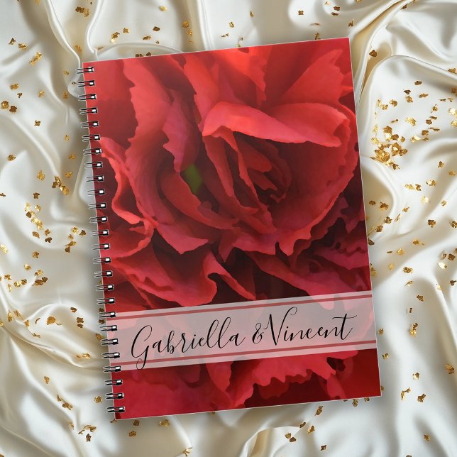 Red Carnation Floral Wedding Spiral Notebook (Creator Uploaded)