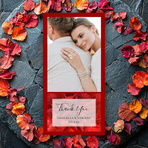 Red Carnation Floral Wedding Thank You Card