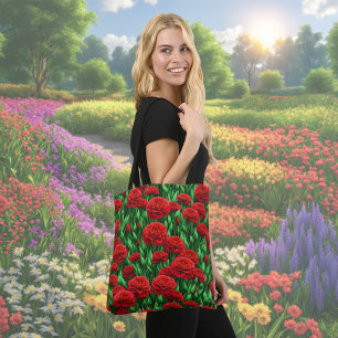 Red Carnation Flower Tote Bag