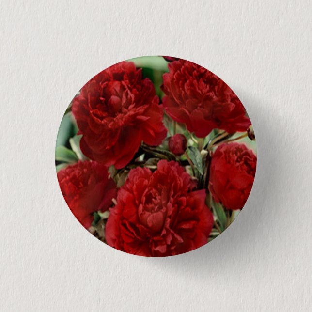 Red Carnation Flowers Button (Front)