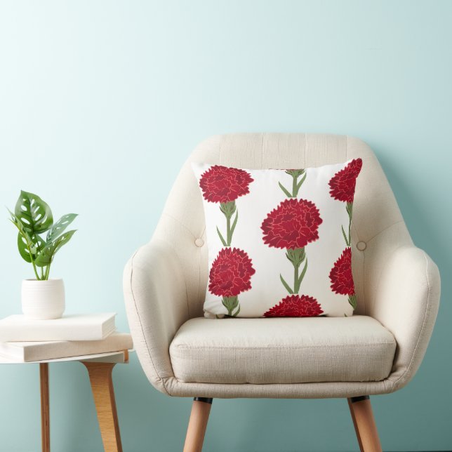 Red Carnation Flowers Cushion (Chair)