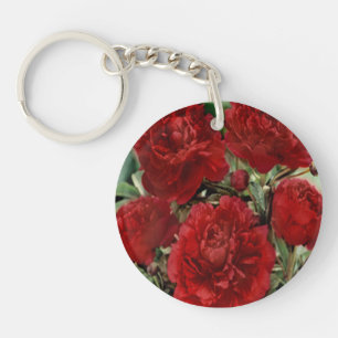 Red Carnation Flowers Key Chain