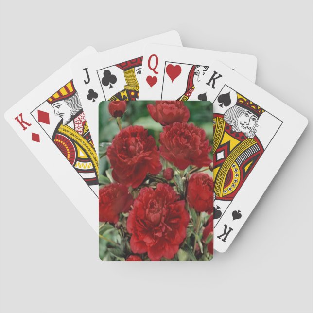Red Carnation Flowers Playing Cards (Back)