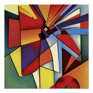 Red Carnation In A Vase Geometric Abstract Art Poster