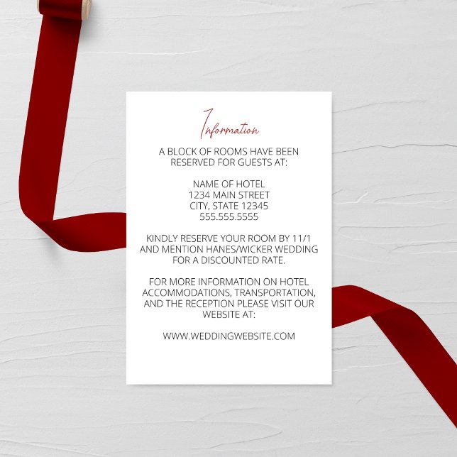 Red Carnation Minimalist Wedding Enclosure Card (Creator Uploaded)