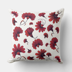 Red Carnation Vector Pattern Flower Cushion