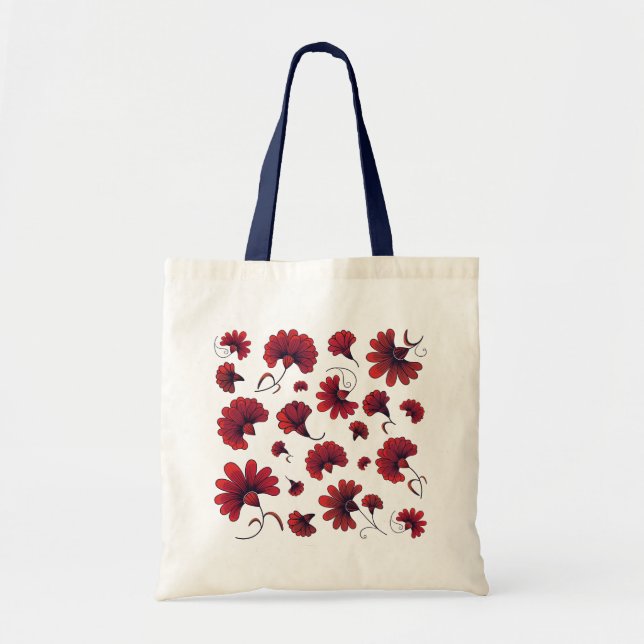 Red Carnation Vector Pattern Flower Tote Bag (Front)