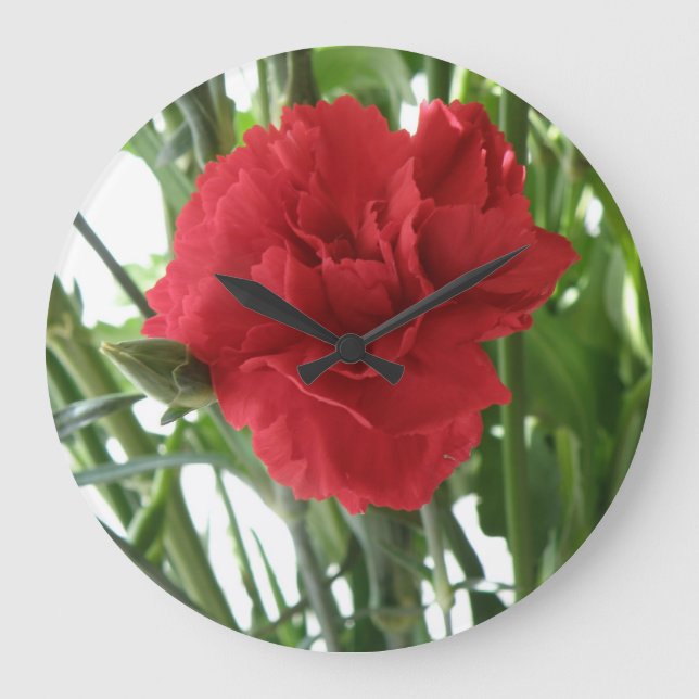 Red Carnation Wall Clock (Front)