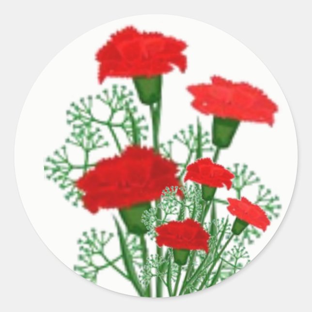 Red Carnations Bouquet floral stickers (Front)