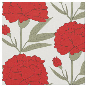 Red Carnations Fabric