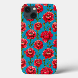 Red carnations floral design nature inspired iPhone 13 case