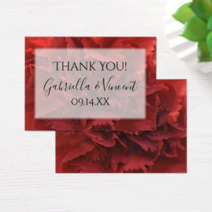 Red Carnations Floral Thank You Wedding Favour Tag