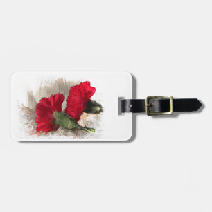 Red Carnations on Brocade Luggage Tag