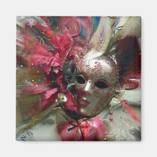 Red Carnival Fantasy Art Square Magnet
