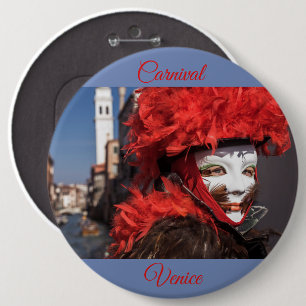 Red carnival mask in Venice, Italy 6 Cm Round Badge