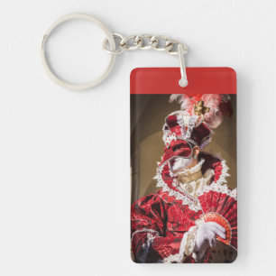 Red carnival mask in Venice, Italy Key Ring