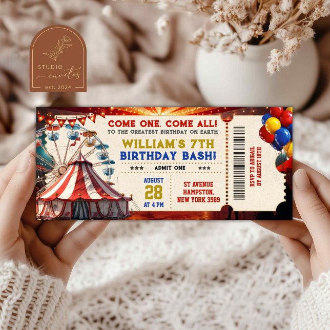 Red Carnival Park Circus Birthday Ticket (Creator Uploaded)