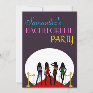 Red Carpet Bachelorette Party Purple Hens Invite