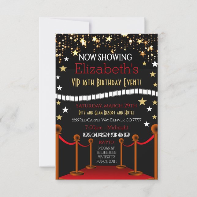  Red Carpet Birthday Invitation (Front)