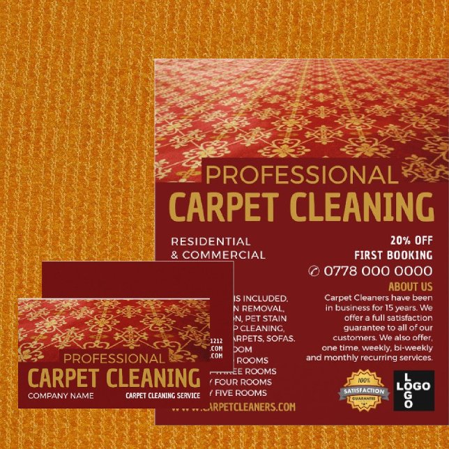 Red Carpet, Carpet Cleaner, Cleaning Service Business Card (Creator Uploaded)