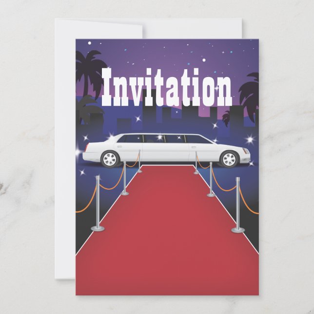 Red Carpet Celebrity Limo Invitation (Front)