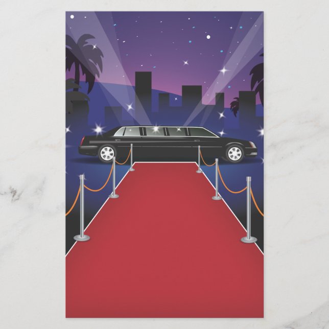 Red Carpet Celebrity Limo Stationery (Front)