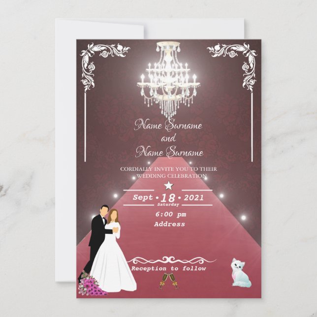 Red carpet-chandelier invitation (Front)