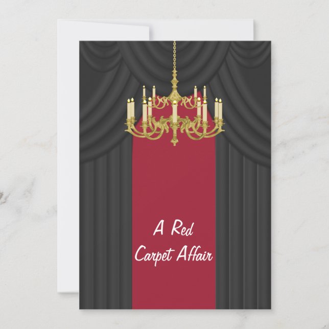 Red Carpet Gold Chandelier Prom Invitations (Front)