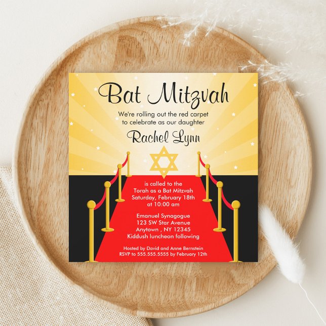 Red Carpet Hollywood Bat Mitzvah Invitations (Creator Uploaded)
