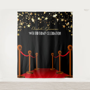 Red Carpet Hollywood Birthday Backdrop  Tapestry