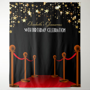 Red Carpet Hollywood Birthday Backdrop  Tapestry