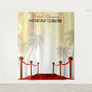 Red Carpet Hollywood Birthday Backdrop  Tapestry