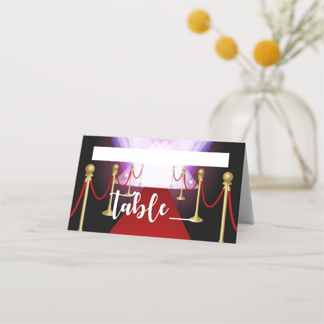 Red Carpet Hollywood Sweet 16 Custom Place Card (Front)