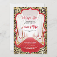 Red Carpet Leopard Birthday Invitation