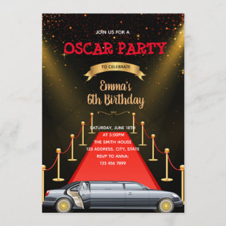Red carpet limousine birthday invitation