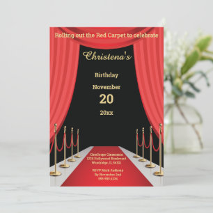 Red Carpet Movie Theme Birthday Invitation