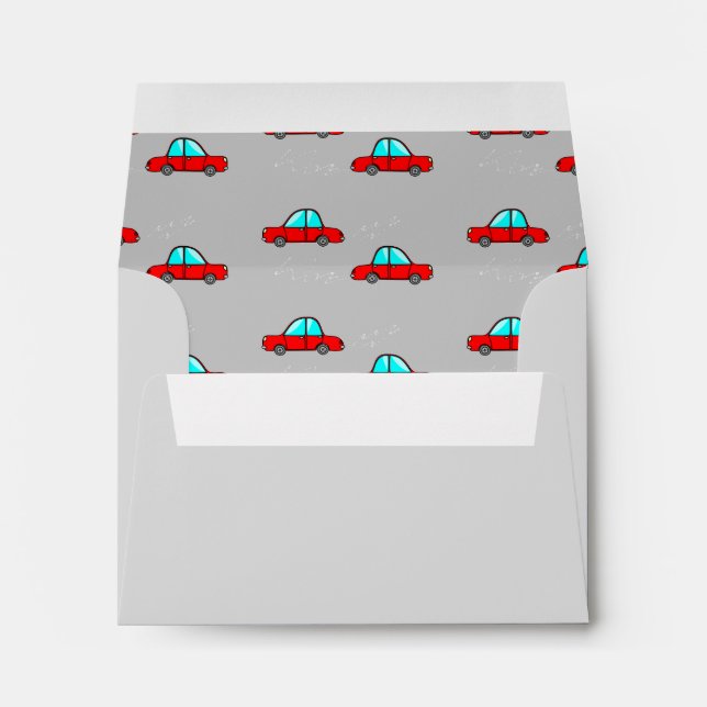Red cars on grey envelope (Back (Bottom))