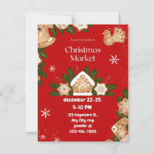 Red Cart Christmas Party Holiday Invitation Party