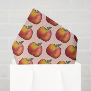 Red Cartoon Apple Fruit Pattern On Pink Tissue Paper