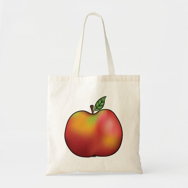 Red Cartoon Apple Fruit Tote Bag (Front)
