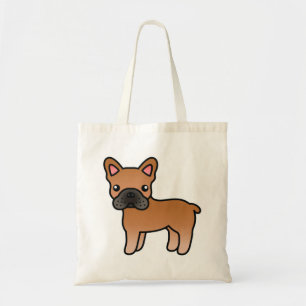 Red Cartoon French Bulldog Tote Bag